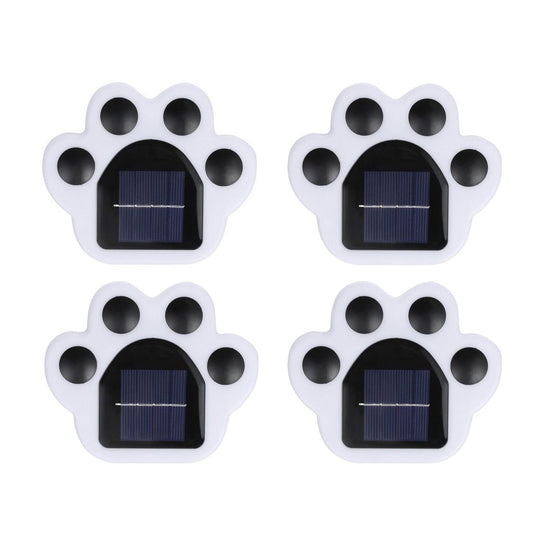 Set 4 Lampi Solare Led pentru Gradina, Klevo, Model Laba de Urs, 14 x 13 x 3 cm, Buton On-Off, Alb cald, Negru/Alb