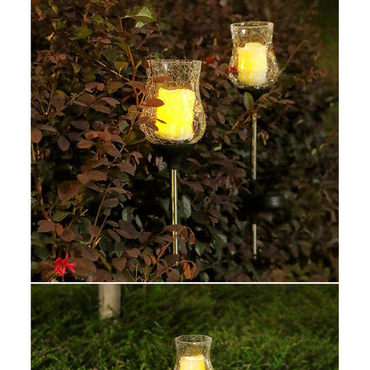 Lampa solara LED tip Lalea pentru gradina Klevo, inaltime 55 cm,  material sticla si ABS, 2V, ABS, 600mAh, alb cald