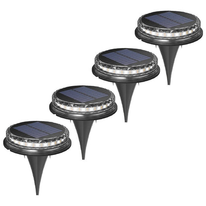 Lampa solara LED Set 4 Bucati, Klevo, Tip Spot pentru Gradina, 8 LED-uri, ABS si Policarbonat, Baterie 1.2V, 600mah, 12 x 13.5 cm, Lumina Alba Rece, Negru/Auriu