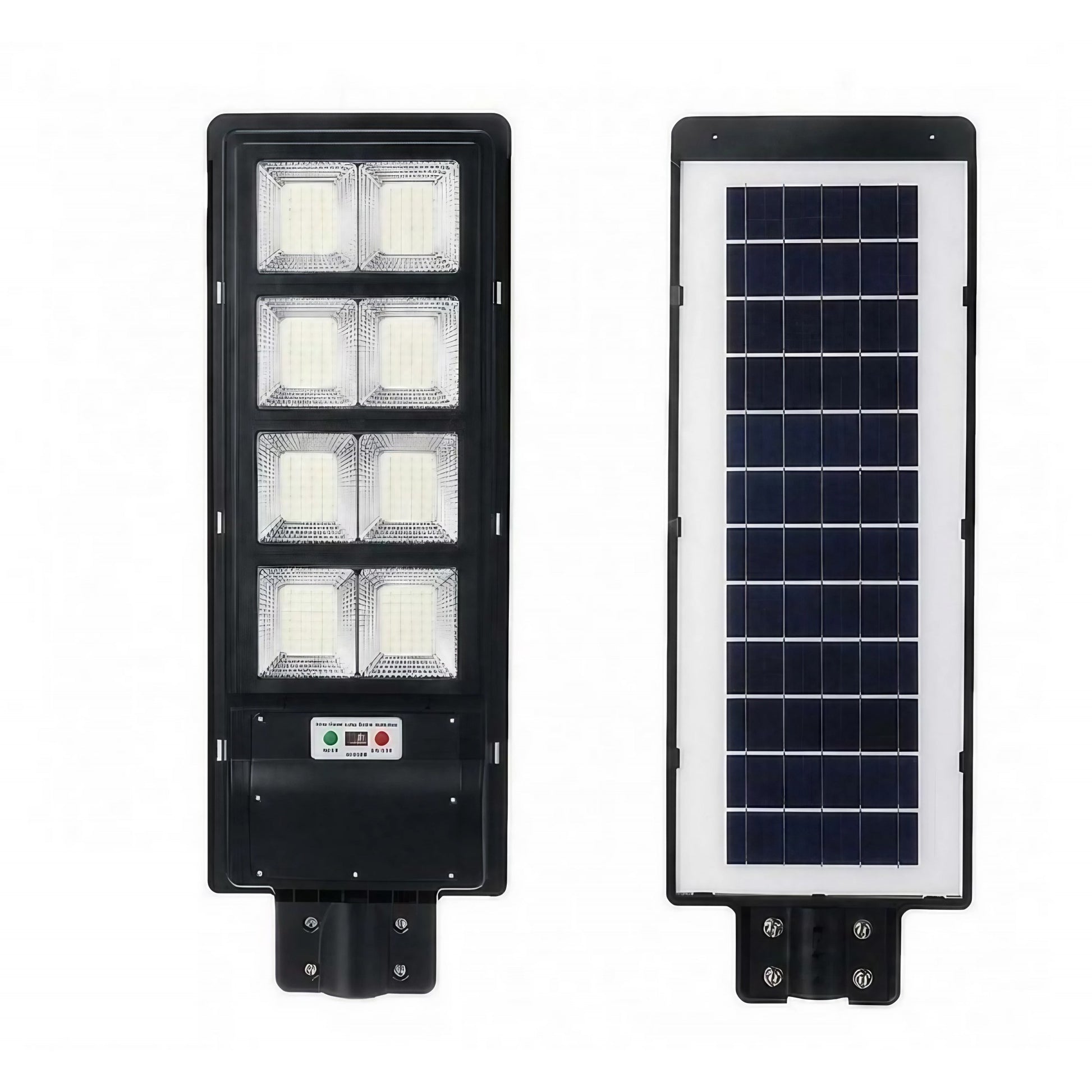 Lampa solara stradala Klevo, cu telecomanda, senzor de miscare si lumina, suport prindere, 180 LED-uri, IP65, ABS, 10AH, 200W, temperatura culoare 6500K, 59.5x23.8x6.8 cm, autonomie 10-12 ore, negru