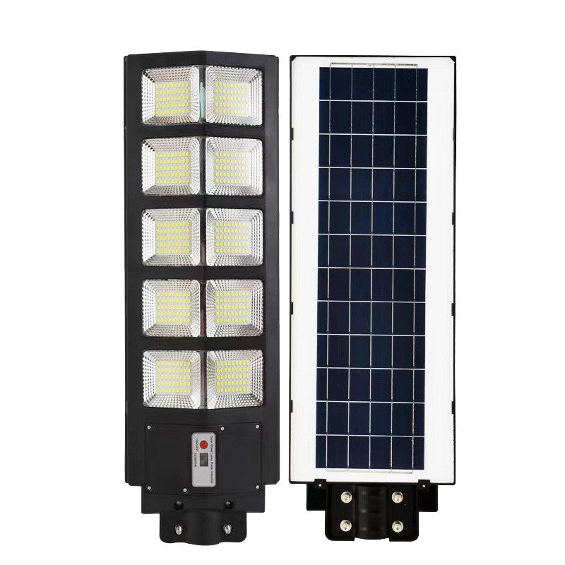Lampa solara stradala Klevo, cu telecomanda, senzor de miscare si lumina, suport prindere, 225 LED-uri, IP65, ABS, 15AH, 300W, temperatura culoare 6500K, 69.5x24.3x6.8 cm, autonomie 10-12 ore, negru