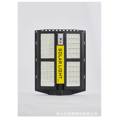Lampa solara stradala Klevo, cu telecomanda, senzor de miscare si lumina, suport prindere, 280 LED-uri, IP65, ABS, 12AH, 500W, temperatura culoare 6500K, 44.5x37.7x6.6 cm, autonomie 10-12 ore, negru