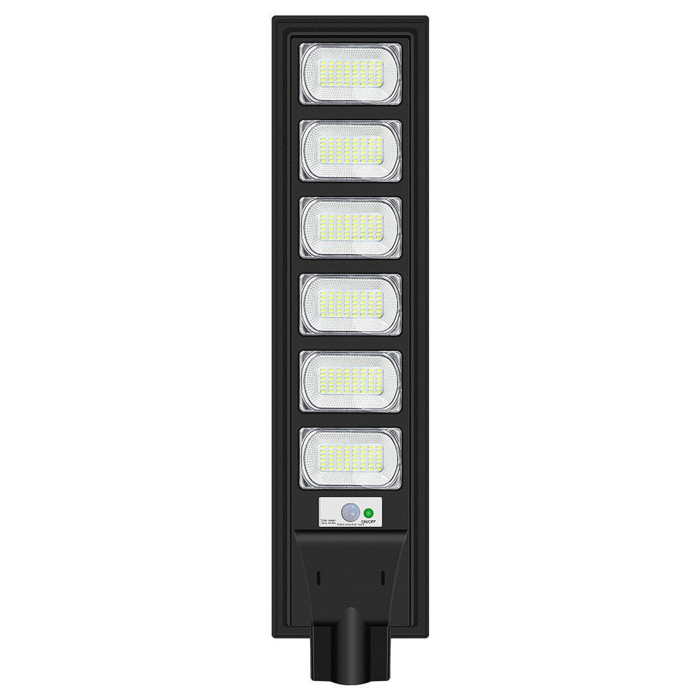 Lampa solara stradala Klevo, cu telecomanda, senzor de miscare si lumina, suport prindere, 288 LED-uri, IP65, ABS, 15AH, 300W, temperatura culoare 6500K, 79x18.8x5 cm, autonomie 10-12 ore, negru