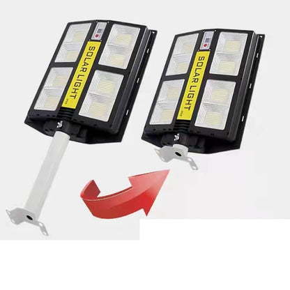 Lampa solara stradala Klevo, cu telecomanda, senzor de miscare si lumina, suport prindere, 720 LED-uri, IP65, ABS, 15AH, 500W, temperatura culoare 6500K, 44.5x34.7x6.6 cm, autonomie 10-12 ore, negru