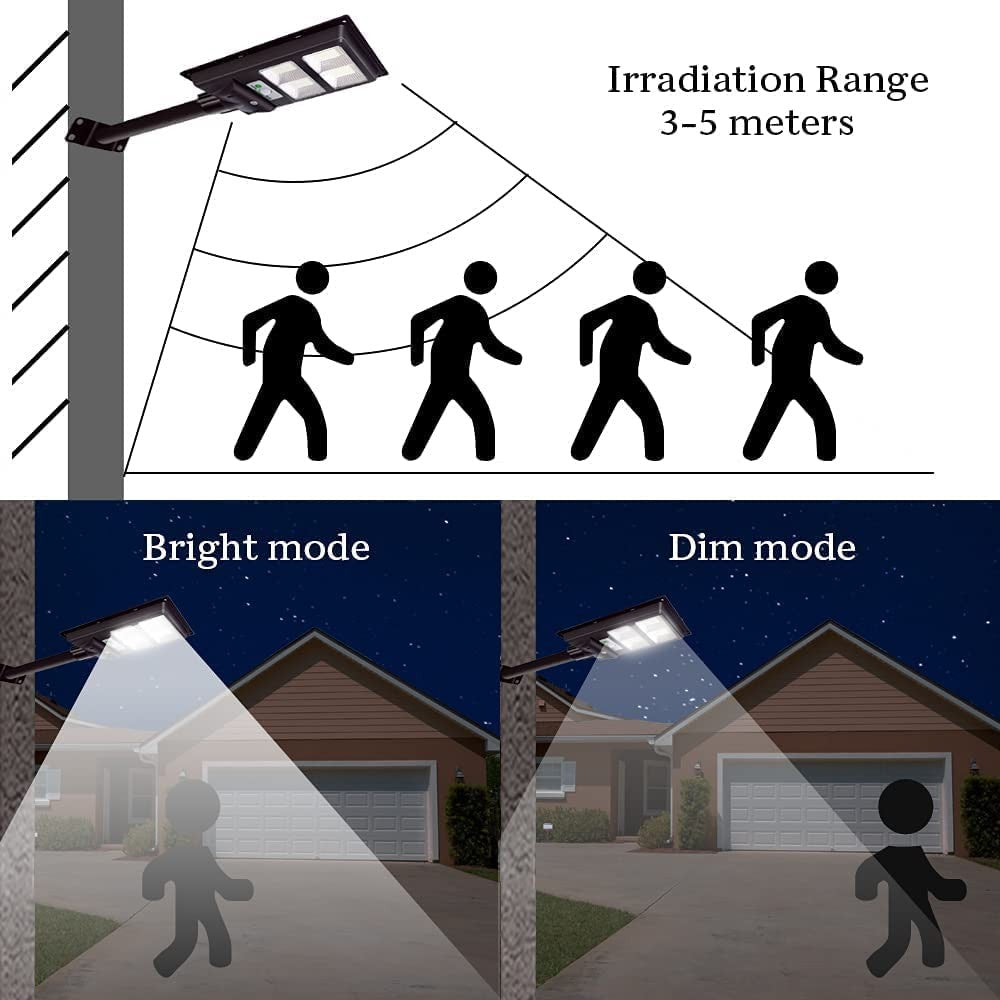 Lampa solara stradala Klevo, senzor de miscare si lumina, 96 LED-uri, IP65, ABS, 5AH, 100W, temperatura culoare 6500K, 37.8x18.8x5 cm, autonomie 10-12 ore, negru