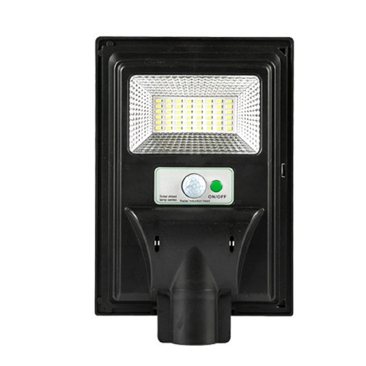Lampa solara stradala Klevo, cu telecomanda, senzor de miscare si lumina, suport prindere, 48 LED-uri, IP65, ABS, 5AH, 50W, temperatura culoare 6500K, 28.5x18.8x5 cm, autonomie 10-12 ore, negru