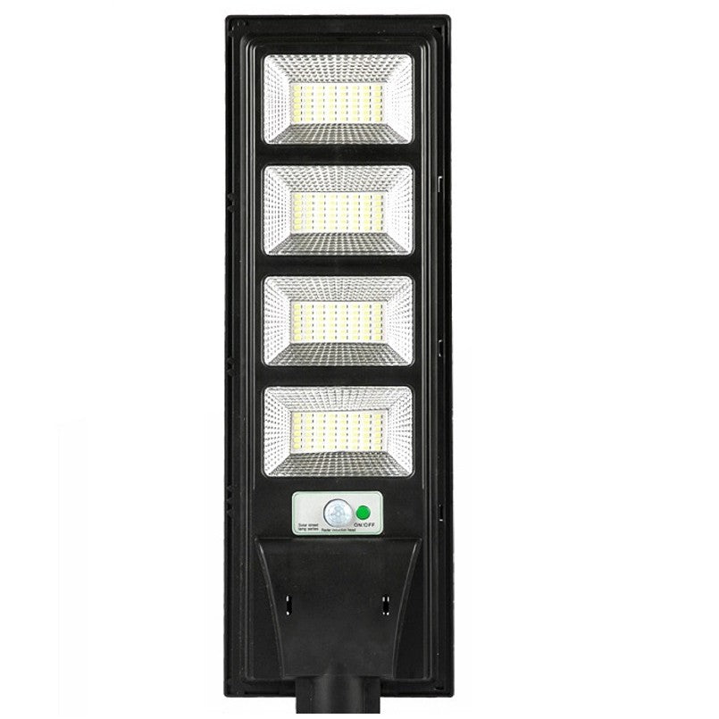 Lampa solara stradala Klevo, cu telecomanda, senzor de miscare si lumina, suport prindere, 192 LED-uri, IP65, ABS, 8AH, 200W, temperatura culoare 6500K, 58.6x18.8x5 cm, autonomie 10-12 ore, negru