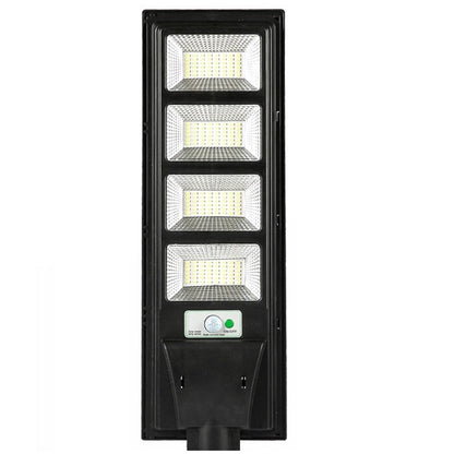 Lampa solara stradala Klevo, cu telecomanda, senzor de miscare si lumina, suport prindere, 192 LED-uri, IP65, ABS, 8AH, 200W, temperatura culoare 6500K, 58.6x18.8x5 cm, autonomie 10-12 ore, negru