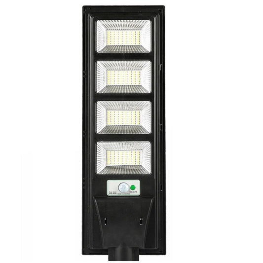 Lampa solara stradala Klevo, cu telecomanda, senzor de miscare si lumina, suport prindere, 192 LED-uri, IP65, ABS, 8AH, 200W, temperatura culoare 6500K, 58.6x18.8x5 cm, autonomie 10-12 ore, negru