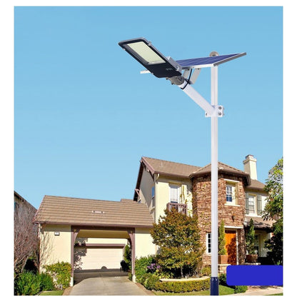 Lampa solara stradala Klevo, pentru curte sau strada, finisaj lucios, rezistent la apa, montare prin fixare, senzor lumina, baterie de litiu, IP65, lumina rece, putere 500W, autonomie 10 ore, 49.5 x 21 x 9 cm, negru