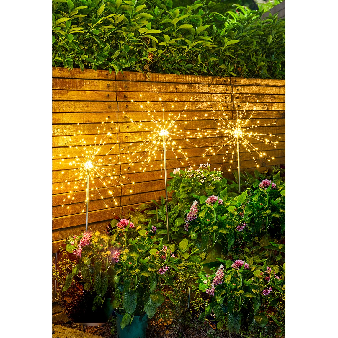 Lampa solara sub forma de artificii, 120 LED-uri, alb cald, Klevo