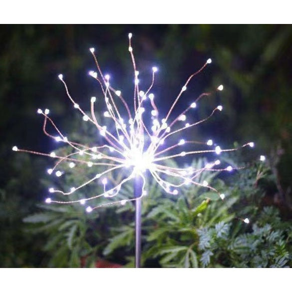 Lampa solara sub forma de artificii, 120 LED-uri, alb rece, Klevo