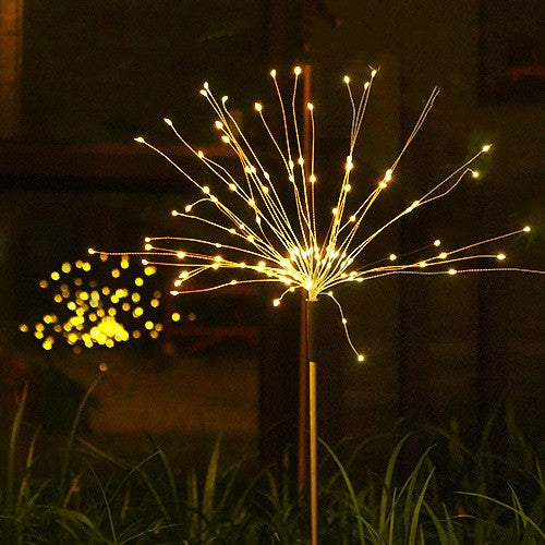 Lampa solara sub forma de artificii, 90 LED-uri, alb cald, Klevo