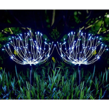 Lampa solara sub forma de artificii, 90 LED-uri, alb rece, Klevo