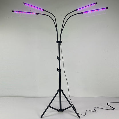 Lampa UV pentru cresterea plantelor, Klevo, 4 capete, putere 30W, 108 LED-uri Lampa cu lumina Ultra-Violet, Lampa cu Picior Ajustabil pana la 2 m, Lumina UV Mov