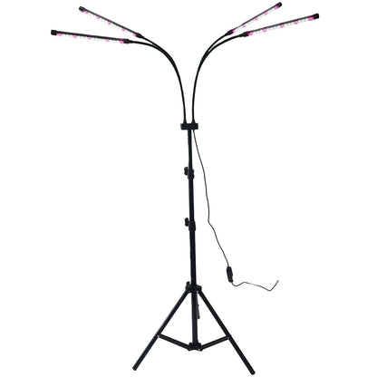 Lampa UV pentru cresterea plantelor, Klevo, 4 capete, putere 30W, 108 LED-uri Lampa cu lumina Ultra-Violet, Lampa cu Picior Ajustabil pana la 2 m, Lumina UV Alb Rece