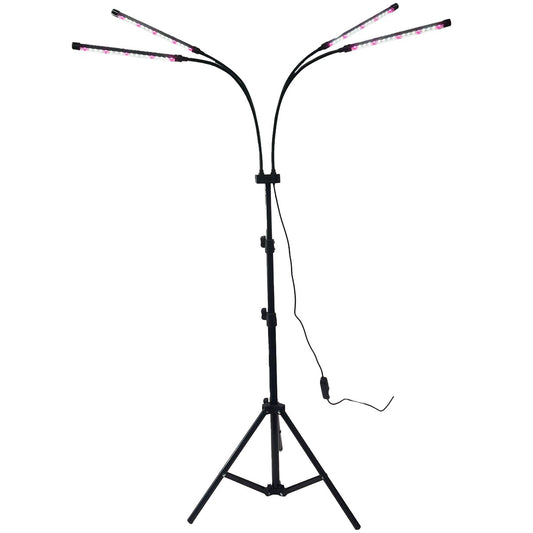Lampa UV pentru cresterea plantelor, Klevo, 4 capete, putere 30W, 108 LED-uri Lampa cu lumina Ultra-Violet, Lampa cu Picior Ajustabil pana la 2 m, Lumina UV Alb Rece
