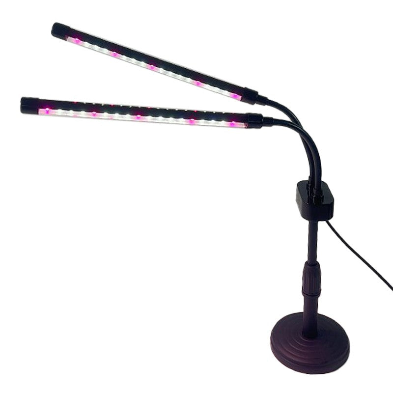 Lampa UV pentru cresterea plantelor, Klevo, conectare la retea, 10W, 2 capete, 36 LED-uri, ajustabila pana la 60 cm, Lumina Alb Mov