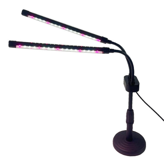 Lampa UV pentru cresterea plantelor, Klevo, conectare la retea, 10W, 2 capete, 36 LED-uri, ajustabila pana la 60 cm, Lumina Alb Mov