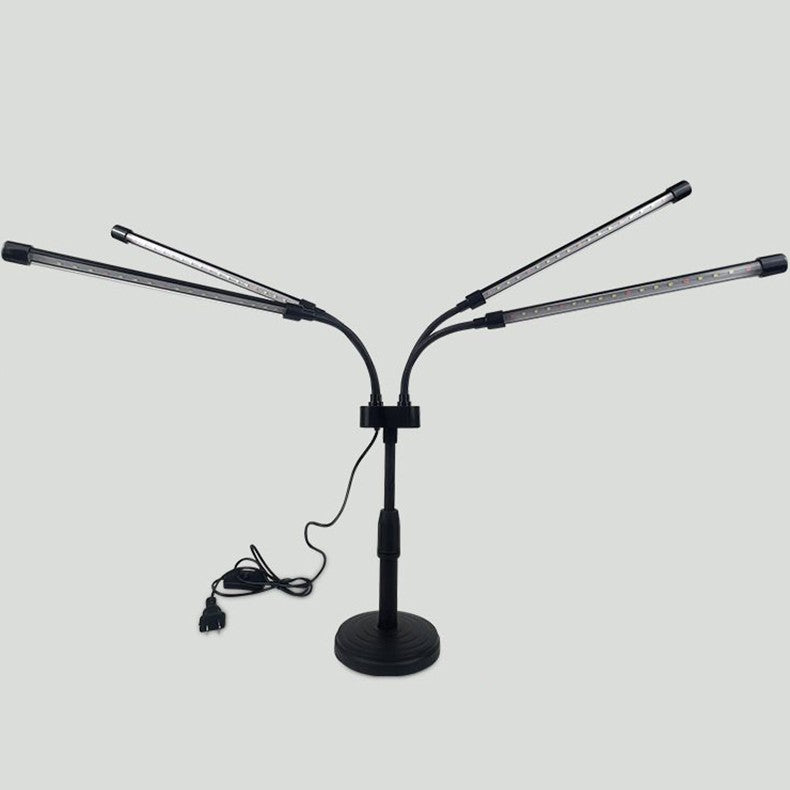 Lampa UV pentru cresterea plantelor, Klevo, conectare la retea, 20W, 4 capete, 72 LED-uri, ajustabila pana la 66.5 cm, Lumina Alb Mov