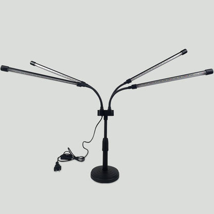 Lampa UV pentru cresterea plantelor, Klevo, conectare la retea, 20W, 4 capete, 72 LED-uri, ajustabila pana la 66.5 cm, Lumina Alb Mov