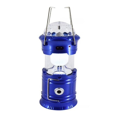 Lanternă pliabilă de camping Magic cool cu ​​lampă disc și USB Klevo, Lanterna, Felinar, Acumulator 1200 mAh, reincarcabila, 6 LED + 1 W + 3C culori, Albastru