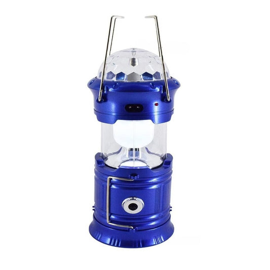 Lanternă pliabilă de camping Magic cool cu ​​lampă disc și USB Klevo, Lanterna, Felinar, Acumulator 1200 mAh, reincarcabila, 6 LED + 1 W + 3C culori, Albastru