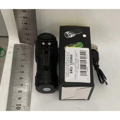 Lanterna cu 3 Nuclee Led, Klevo, Incarcare USB, Autonomie 4-20h, Raza Maxima 100-200 m, 5W, 4 x 4 x 9 cm, Suport de Agatat, Fund Magnetic, Negru Galvanizat