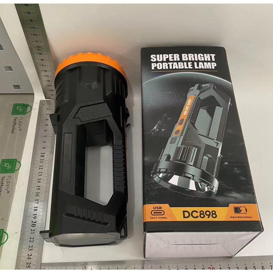 Lanterna LED, Klevo, Incarcare USB, Autonomie 8-24h, 2 Surse de Lumina, Principal si Lateral, Raza Maxima 100-200 m, COB, 5W, 23 x 10 x 10 cm, Galben