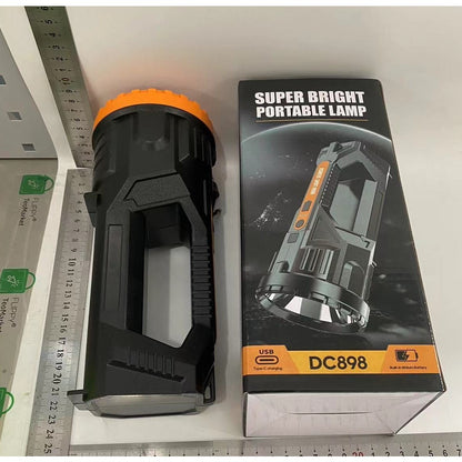 Lanterna LED, Klevo, Incarcare USB, Autonomie 8-24h, 2 Surse de Lumina, Principal si Lateral, Raza Maxima 100-200 m, COB, 5W, 23 x 10 x 10 cm, Galben