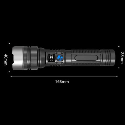 Lanterna LED Lumina Alba, Klevo, Lanterna cu Zoom Telescopic, Baterie externa, din Aluminiu + ABS, 1800 mAh, 17 x 4 x 3 cm, Negru
