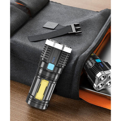 Lanterna LED Tactica 2 in 1, Klevo, 4 Moduri de Iluminare, Tip Proiector COB, Rezistenta la Apa, Reincarcabila, USB, Lanterna de Drumetii, 13.6 x 5 cm, Negru
