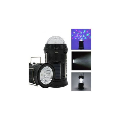 Lanternă pliabilă de camping Magic cool cu ​​lampă disc și USB Klevo, Lanterna, Felinar, 6 LED + 1 W + 3C culori, Negru
