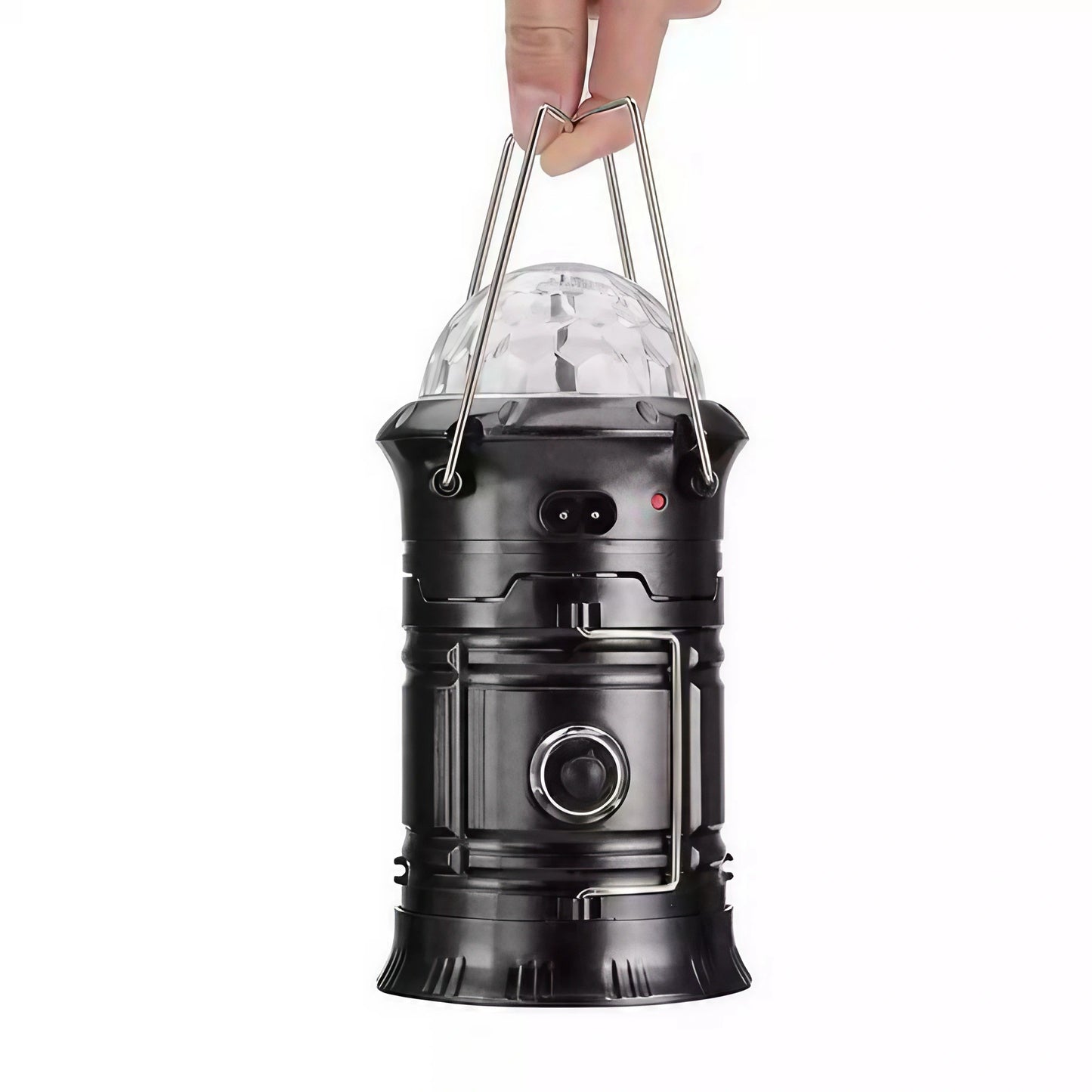 Lanternă pliabilă de camping Magic cool cu ​​lampă disc și USB Klevo, Lanterna, Felinar, 6 LED + 1 W + 3C culori, Negru