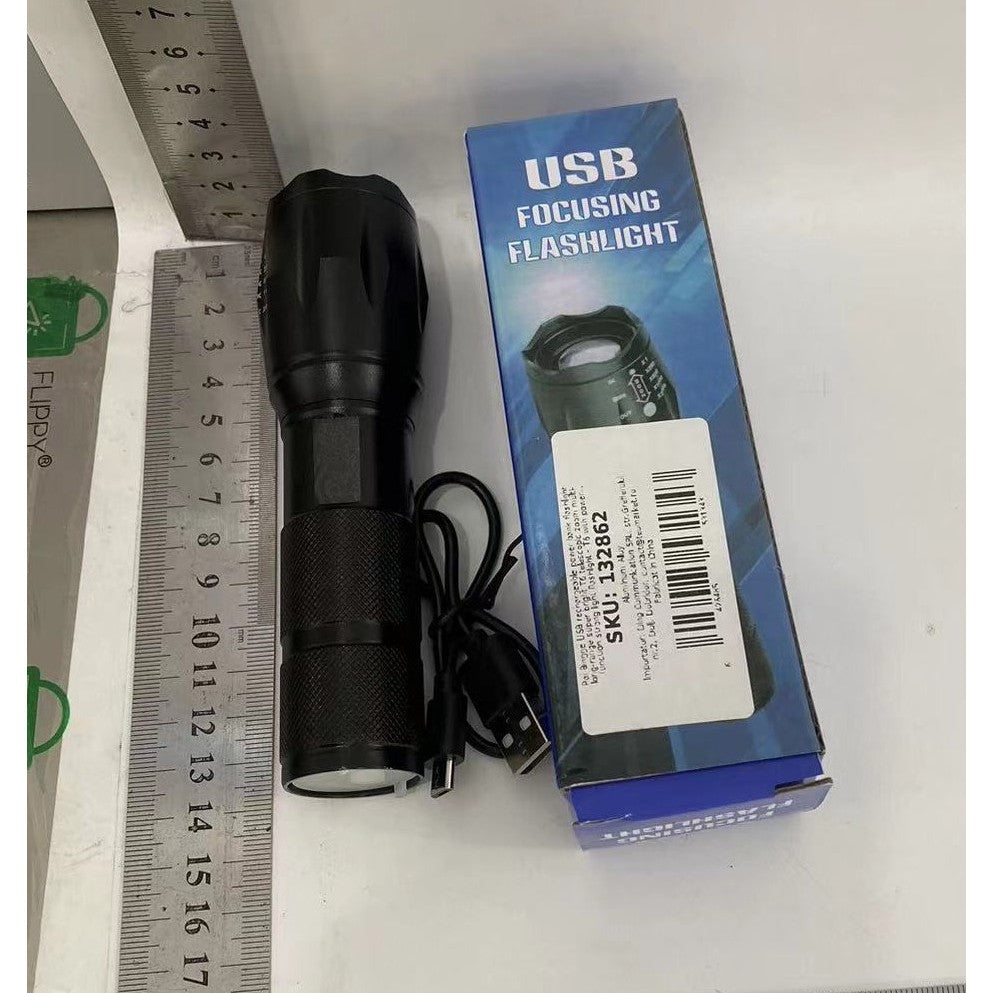Lanterna Power Bank LED, Klevo, Incarcare USB, Raza 300m, 5W, Model T9 Telescopic 14.7 -15.7 cm, Functie Zoom si Incarcare Telefon, Negru