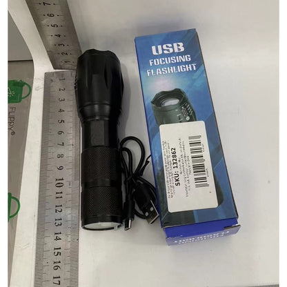 Lanterna Power Bank LED, Klevo, Incarcare USB, Raza 300m, 5W, Model T9 Telescopic 14.7 -15.7 cm, Functie Zoom si Incarcare Telefon, Negru