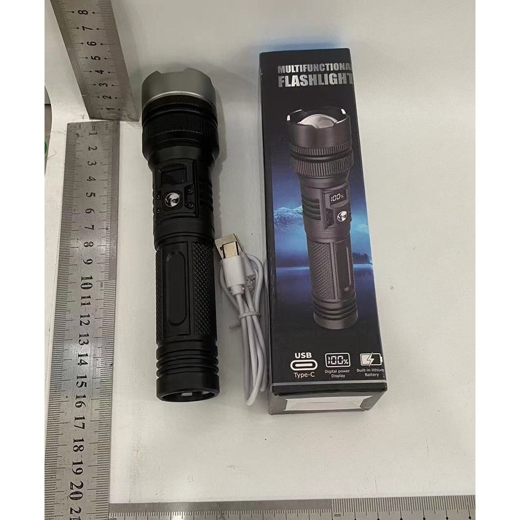 Lanterna Power Bank LED, Klevo, Incarcare USB, Raza 200m, 10W, Model T6 Telescopic, Functie Zoom si Incarcare Telefon, 1800 mAh, Negru