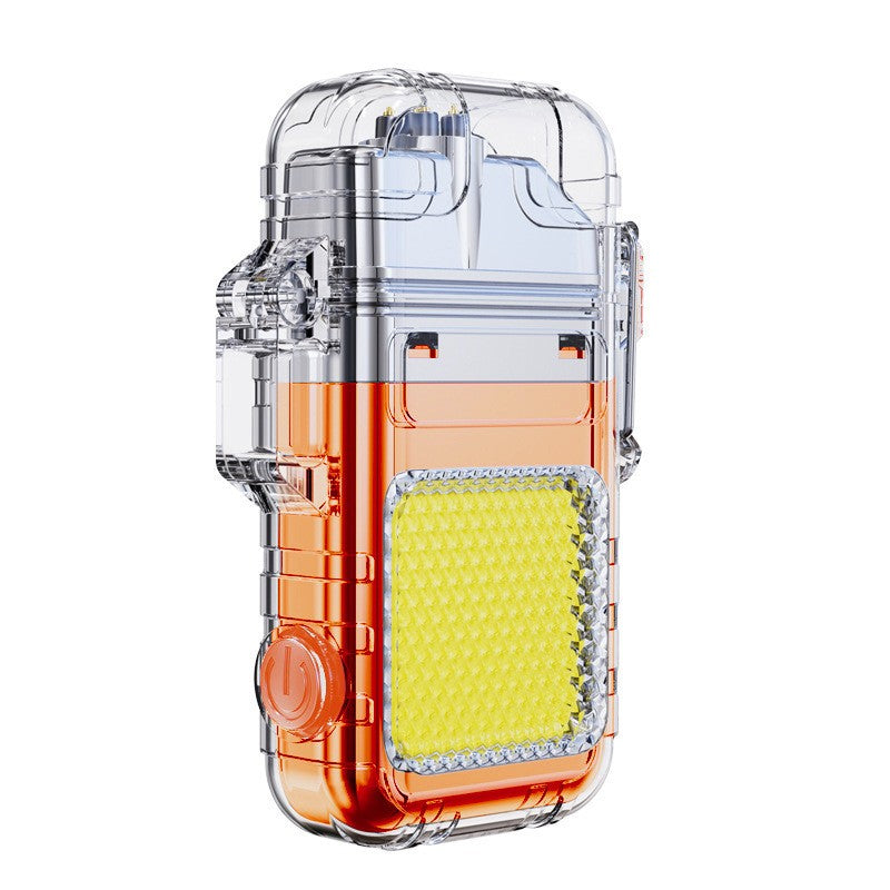 Lanterna Tip Breloc cu Bricheta, Klevo, Impermeabila, 3 Moduri Iluminare, 300 mAh, Incarcare USB-C, COB, Raza de Actiune 50 - 100 m, 7.4 x 4.9 x 1.7 cm, Portocaliu