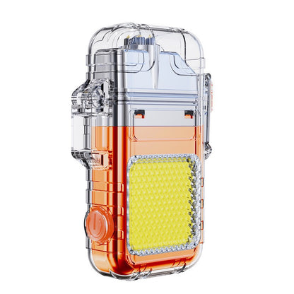 Lanterna Tip Breloc cu Bricheta, Klevo, Impermeabila, 3 Moduri Iluminare, 300 mAh, Incarcare USB-C, COB, Raza de Actiune 50 - 100 m, 7.4 x 4.9 x 1.7 cm, Portocaliu