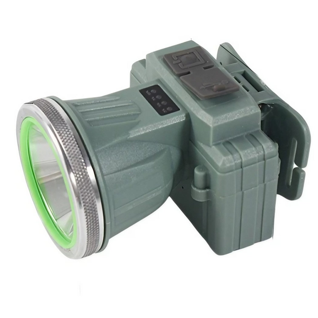 Lanterna LED de Montat pe Cap, Klevo, cu Raza Lunga de Zoom, Reincarcabila USB, Far Telescopic, Rezistent la Apa, Reglabil, pentru Pescuit in Aer Liber, Camping, Lumina Puternica, Lanterna, 7.5x5.8x5.5 cm, Verde