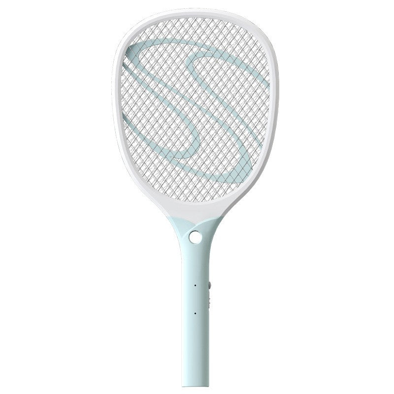 Paleta Electrica pentru Tantari, Muste sau Insecte LED, Klevo, Reincarcabila, Incarcare USB, Plastic, Casa si Gradina, Anti-insecte, Alb-Albastru