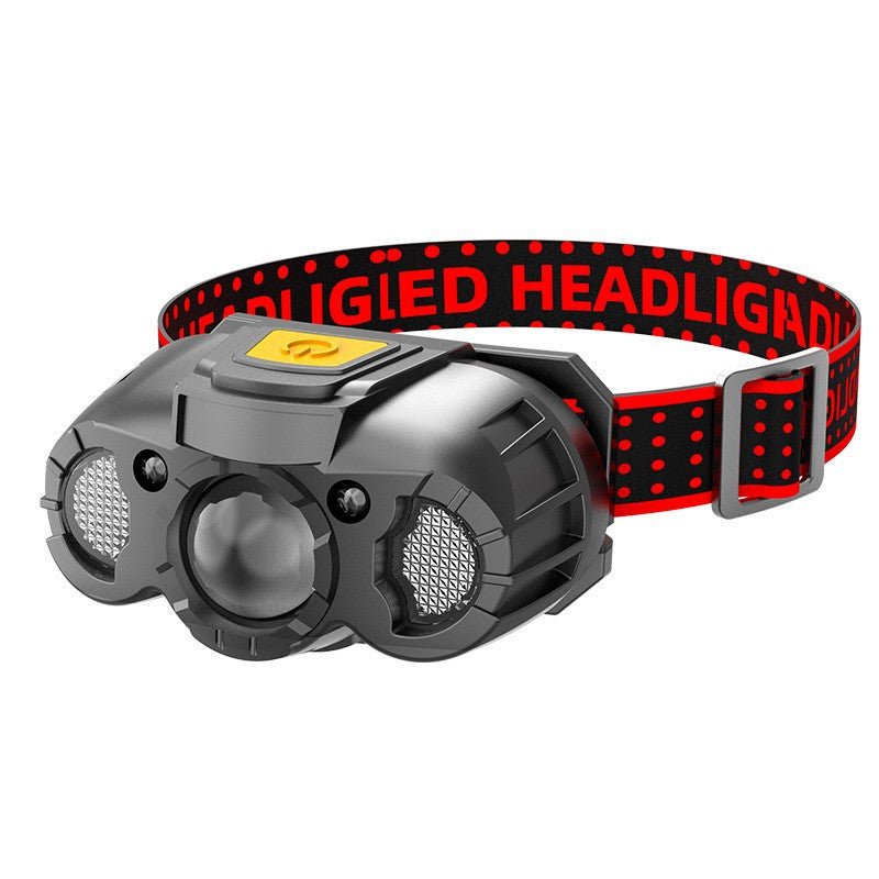 Lanterna LED de Cap, Klevo, cu Suport Inclus, Incarcare USB Tip C, Raza 100-200m, 5W, 6 Trepte de Lumina, 400 mAh, Gri