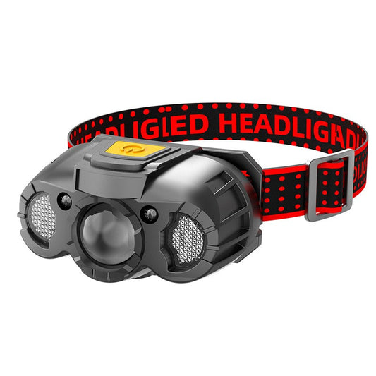 Lanterna LED de Cap, Klevo, cu Suport Inclus, Incarcare USB Tip C, Raza 100-200m, 5W, 6 Trepte de Lumina, 400 mAh, Gri