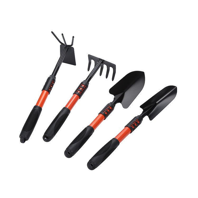 Set 4 Unelte de Gradina Klevo, Maner extensibil, pentru Plantare Prelucrare Sol si Ingrijire Plante, Material otel carbon, negru