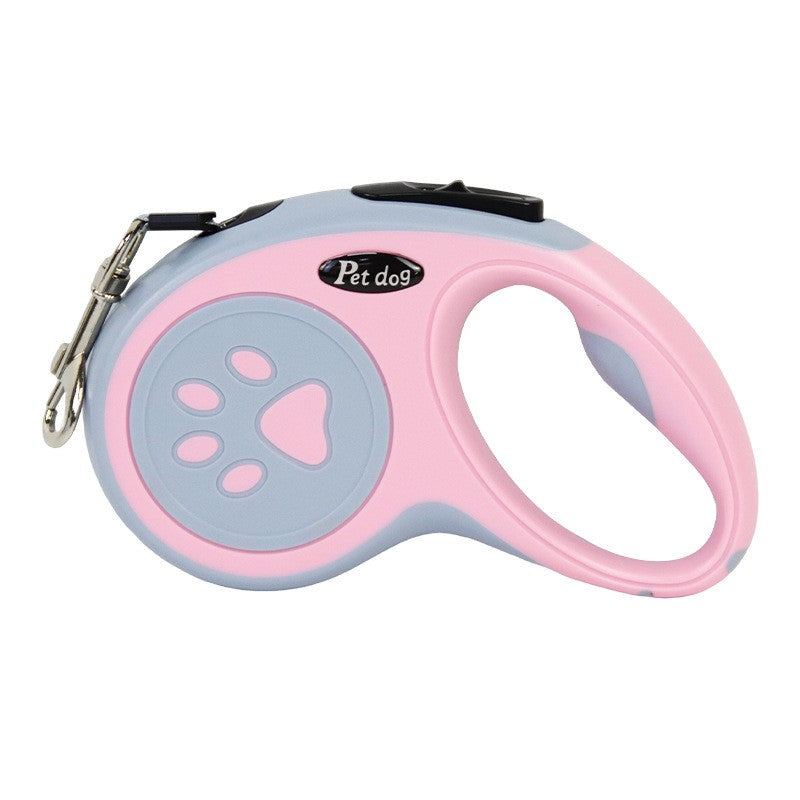 Lesa Automata Retractabila, Klevo, pentru Caini, 5m, 20 kg, ABS, Roz/Gri, 8x12x4 cm