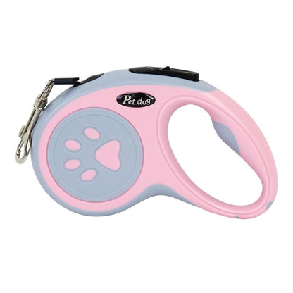 Lesa Automata Retractabila, Klevo, pentru Caini, 5m, 20 kg, ABS, Roz/Gri, 8x12x4 cm
