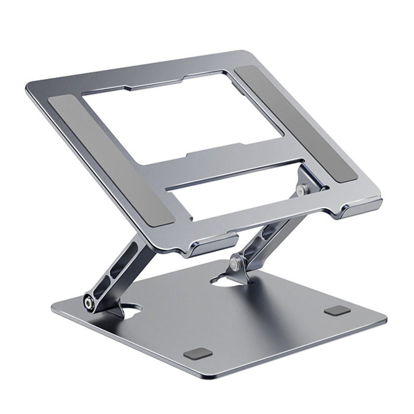 Stand Laptop si Tableta, Klevo, Suport Laptop Ergonomic, Pliabil, Ajustabil pe Inaltime, Portabil, Anti Alunecare, 27.7 x 27.7 x 5 cm, Gri Inchis