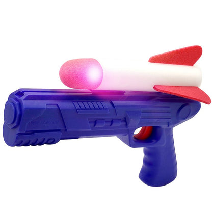 Pistol de Jucarie, Klevo, cu Lansator de Racheta, din Polistiren/Plastic, Lumina LED, +3 Ani, Albastru/Rosu