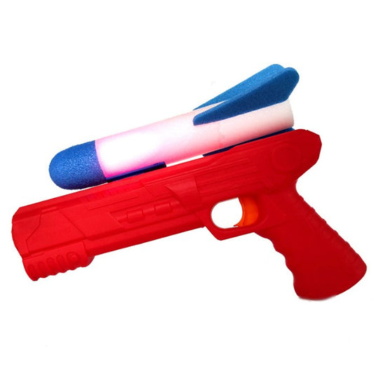 Pistol de Jucarie, Klevo, cu Lansator de Racheta, din Polistiren/Plastic, Lumina LED, +3 Ani, Rosu/Albastru