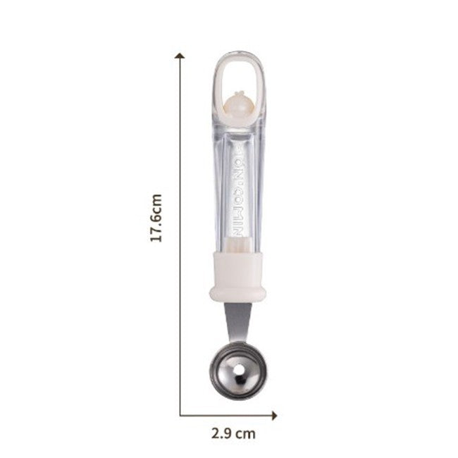 Lingura pentru Bile de Fructe, Klevo, Scobitor Fructe, Ustensila Multifunctionala pentru Fructe, Accesoriu de Bucatarie, Lingura Antialunecare pentru Salata de Fructe, 17.6 x 2.9 cm, Bej